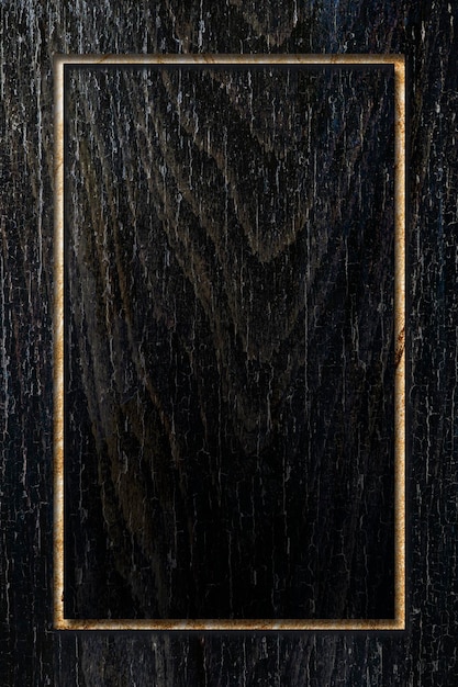 Cadre rectangle sur fond de texture bois noir