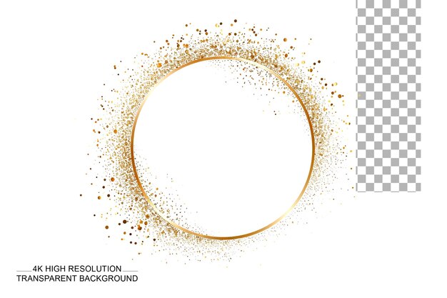 PSD cadre rond à demi-tonne doré cercle à demi- tonne doré de luxe sur fond transparent