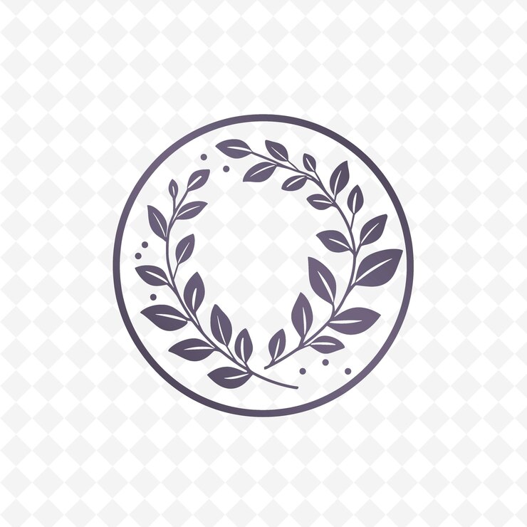 PSD un cadre rond avec une forme ronde et un cercle rond avec un motif de fleurs violettes