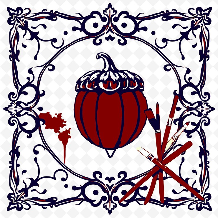 PSD cadre vectoriel avec peinture d'artisanat à la citrouille peinte et conception de décoration de thanksgiving inspirée du png