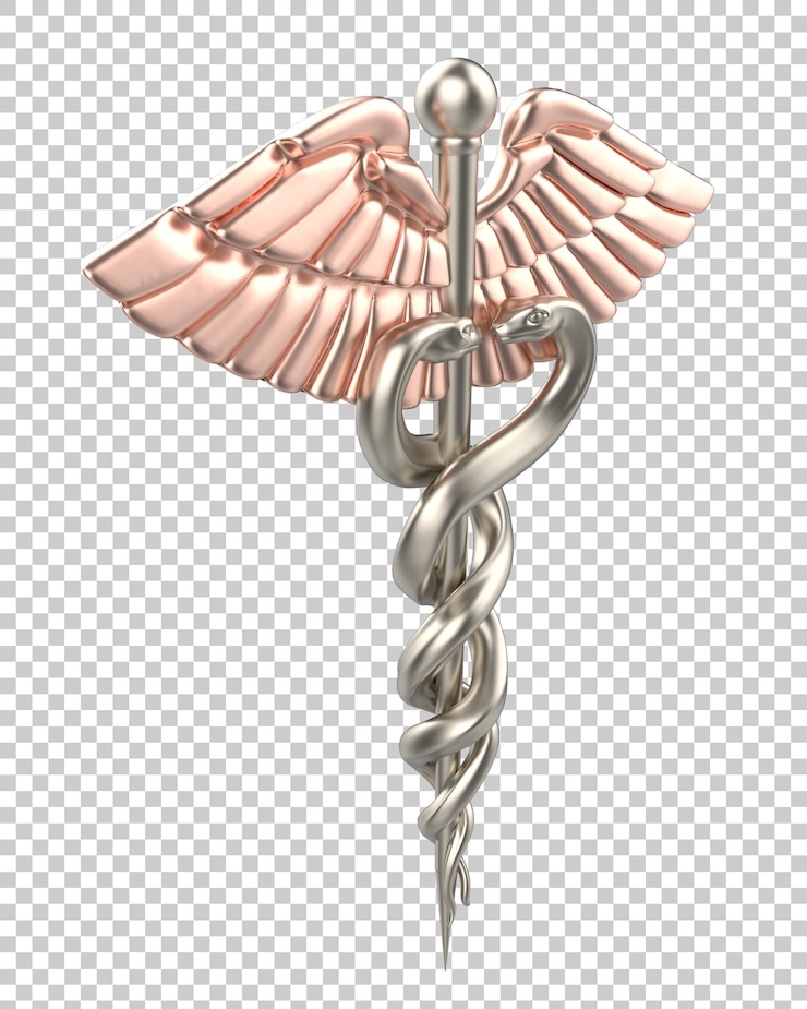 PSD caduceo su sfondo trasparente 3d rendering illustrazione