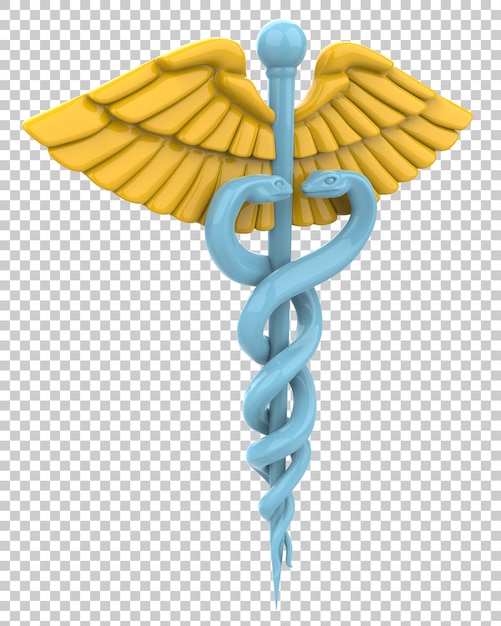 PSD caduceu na ilustração de renderização 3d de fundo transparente