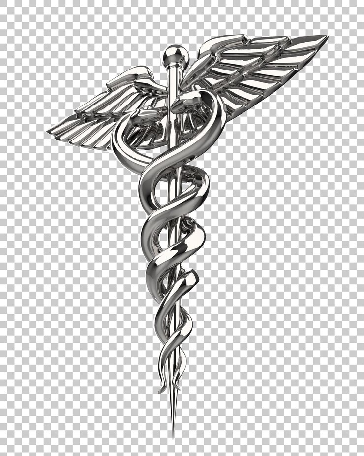 PSD caduceus auf transparentem hintergrund 3d-darstellung