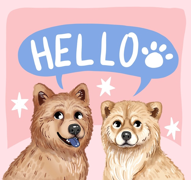 Cães castanhos felizes e peludos