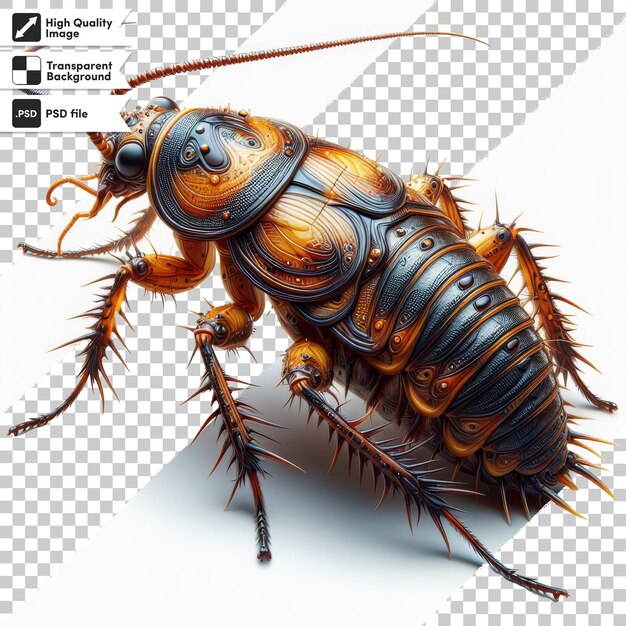 PSD un cafard avec une image d'un insecte sur son dos