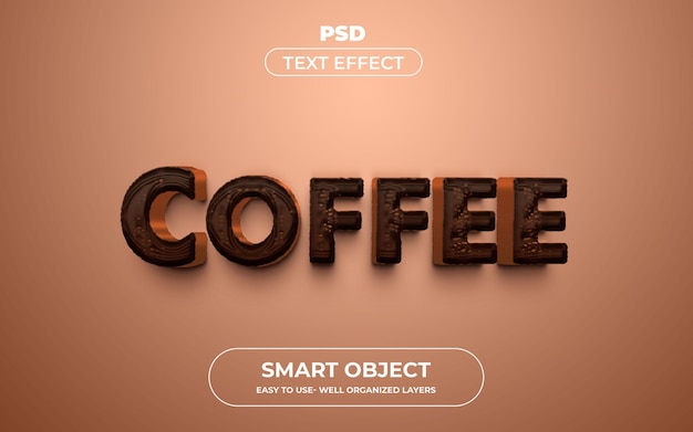 Café 3d efecto de texto editable premium con fondo