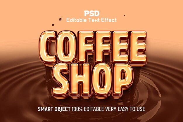 PSD café 3d style d'effet de texte modifiable