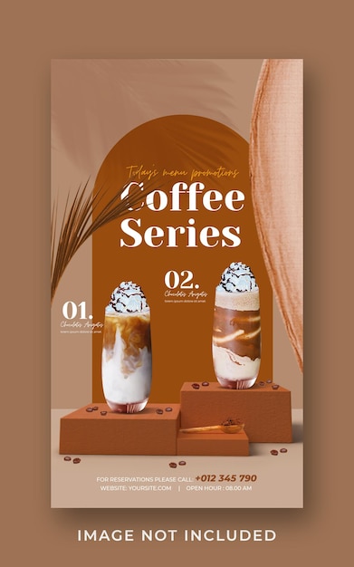 Café bebida menu promoção mídia social instagram história banner template