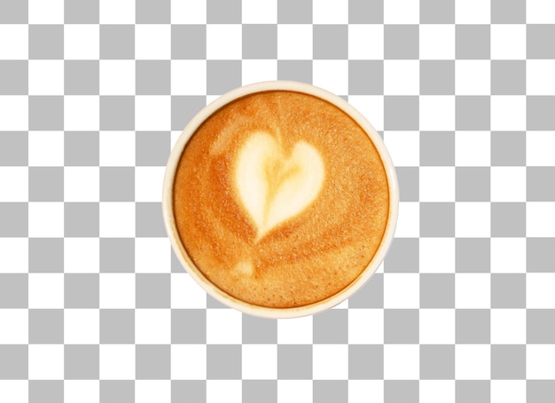 Café Cappuccino Latte Art En Forme De Coeur Isolé Sur Fond Transparent