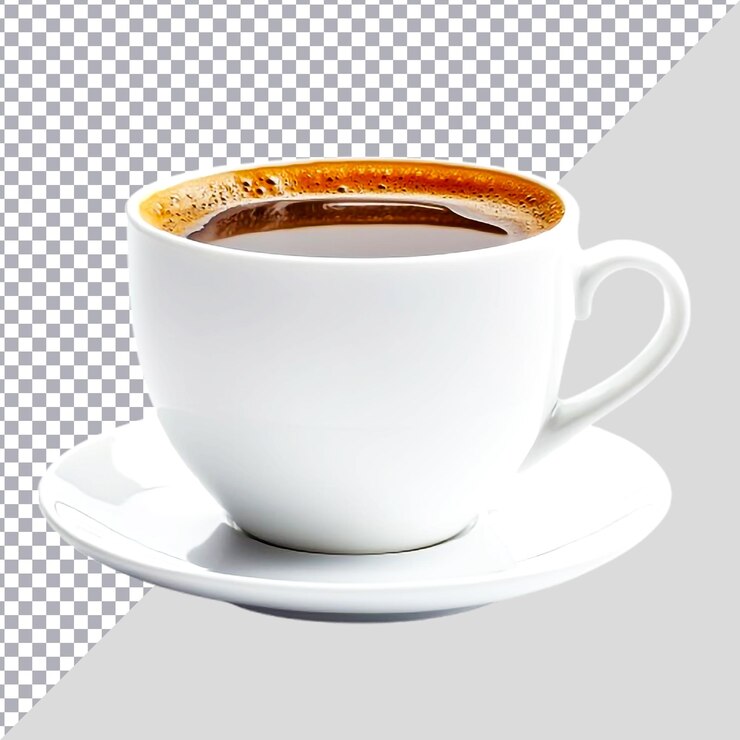 Café chaud dans une tasse blanche isolée sur un fond blanc
