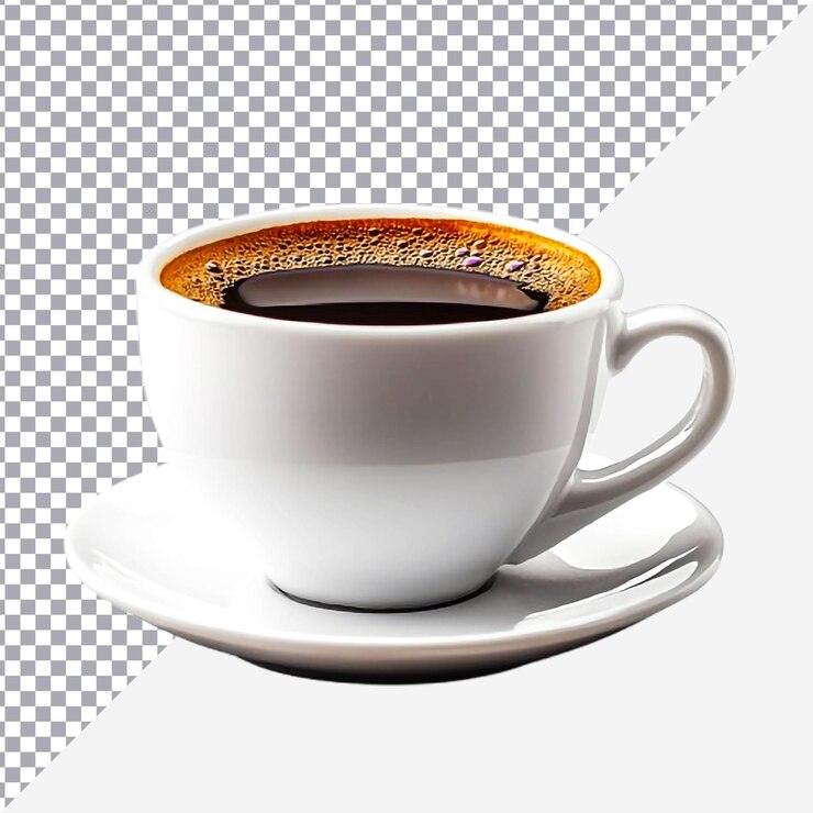 Café chaud dans une tasse blanche isolée sur un fond blanc
