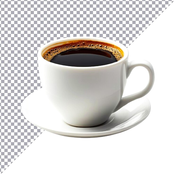 Café chaud dans une tasse blanche isolée sur un fond blanc