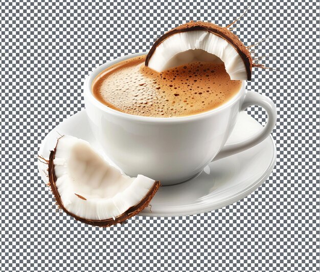 Café de coco dulce aislado sobre un fondo transparente