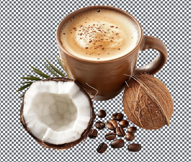 Café de coco dulce aislado sobre un fondo transparente