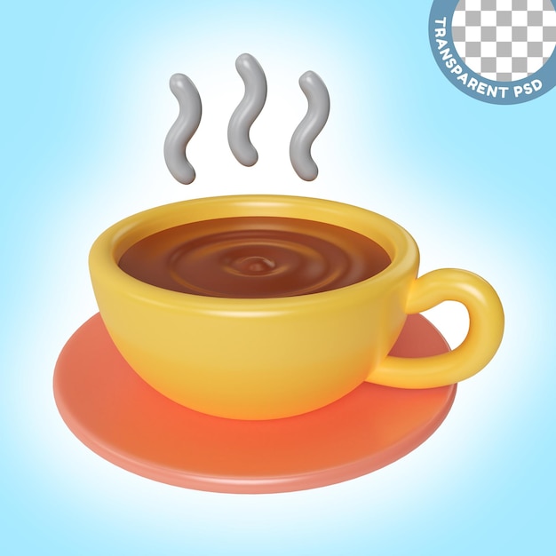 PSD café dans une tasse icône d'illustration 3d