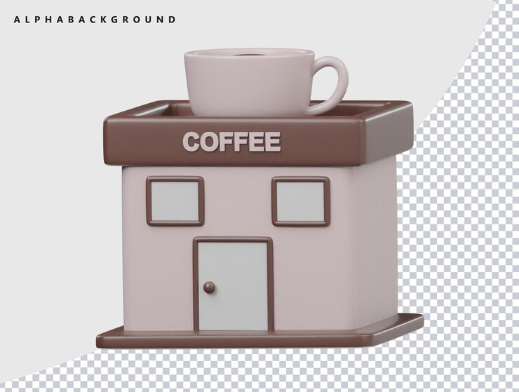 PSD café de dibujos animados en 3d con taza de café