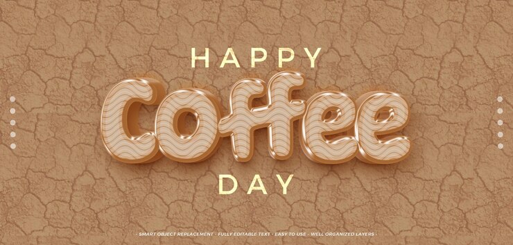 PSD café de efecto de texto 3d para el día internacional del café 04