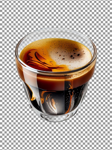 PSD café espresso en vaso sobre fondo transparente