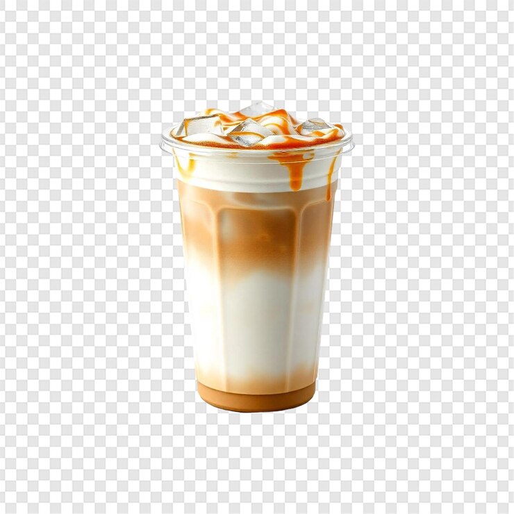 PSD café frío aislado sobre un fondo transparente