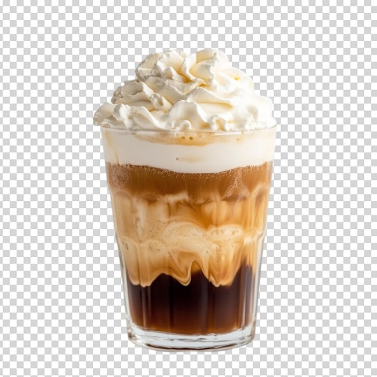 PSD un café frío inspirado en el verano aislado sobre un fondo blanco