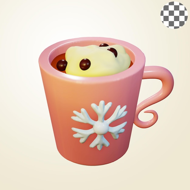 Café D'hiver Avec Garniture Au Chocolat Illustration 3d