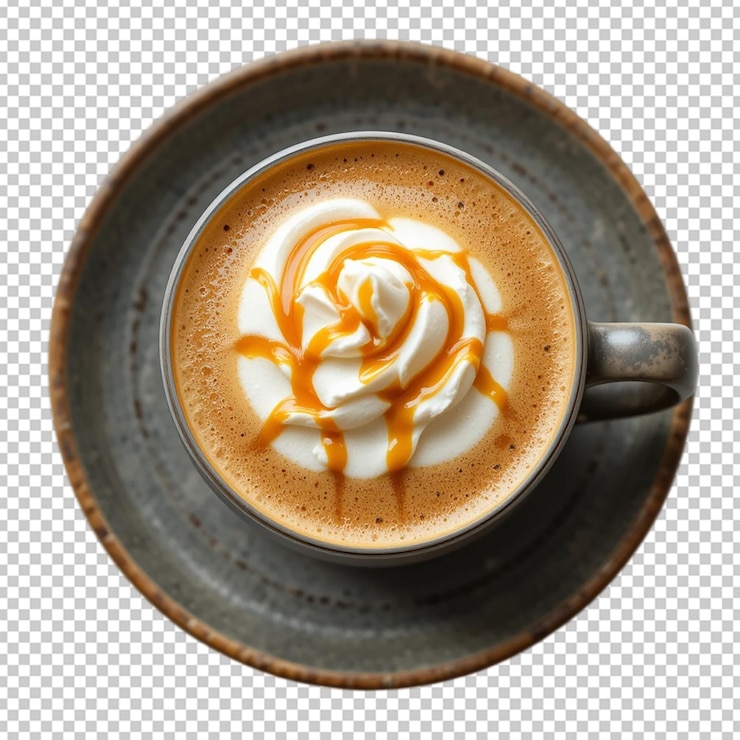 PSD café latte art aromático en una taza blanca y cremosa