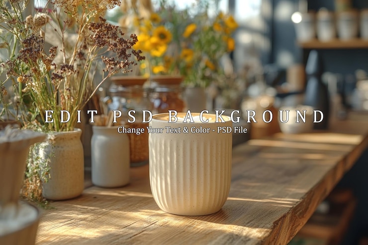 PSD café con leche en una mesa de madera