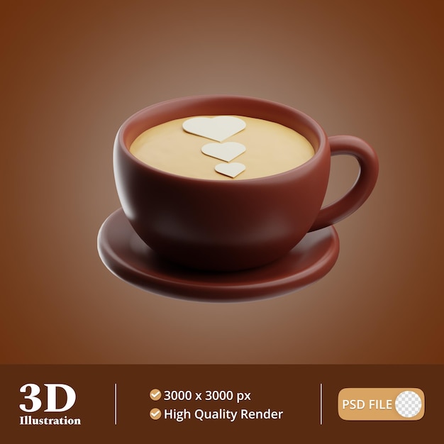 PSD café objeto cappuccino café ilustração 3d