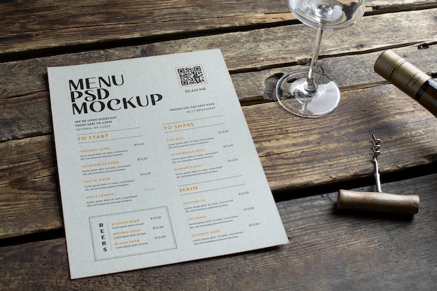 Café-Papiermenü-Mock-up