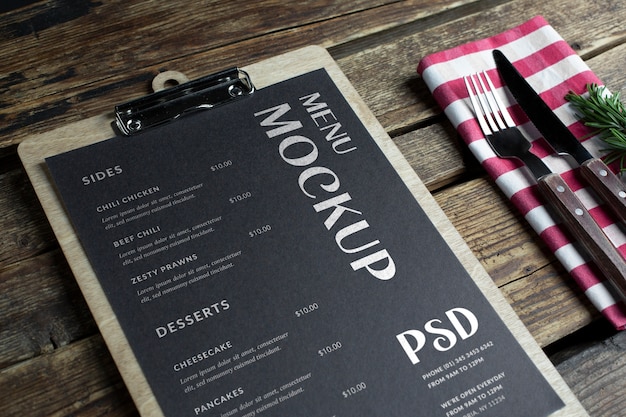Café-Papiermenü-Mock-up