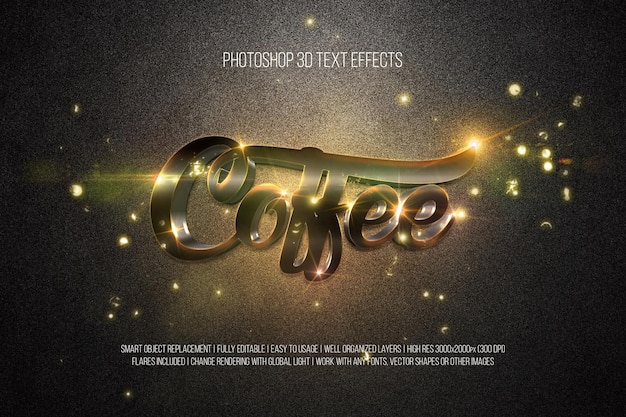 Café Photoshop Effets De Texte 3d