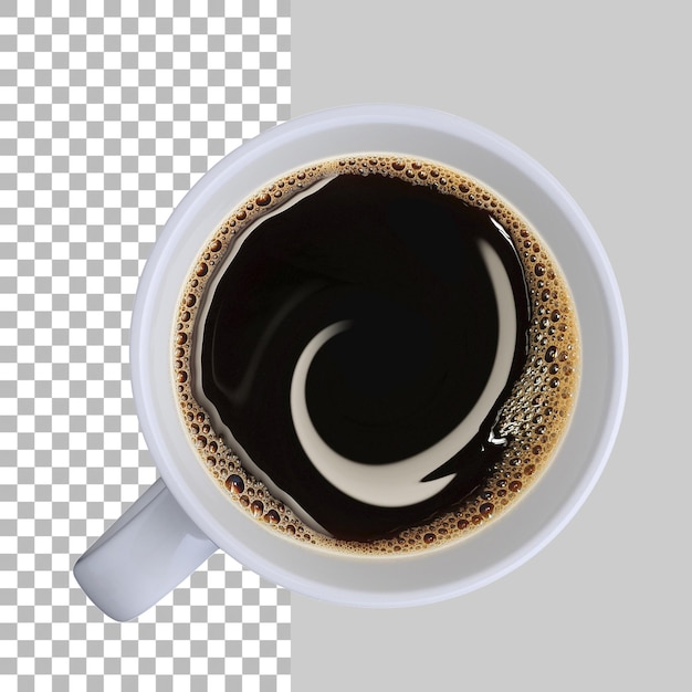 PSD café quente preto na caneca branca isolada na transparência