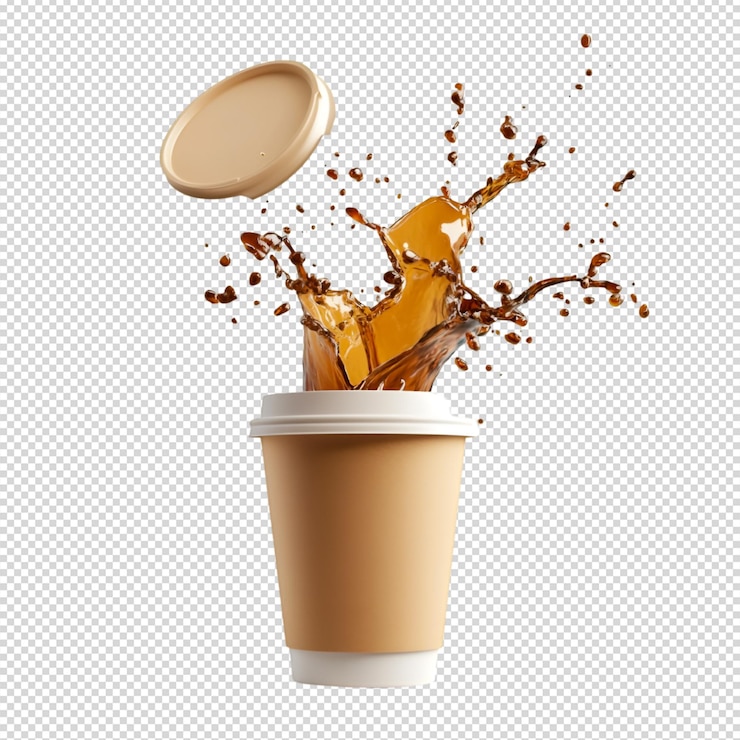PSD el café salpica de una taza de papel