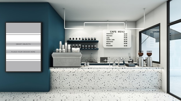 Cafe Shop Banner im 3D-Render-Modell