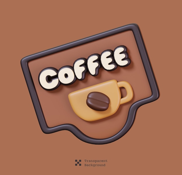 Café und Café-Logo isoliert. Café und Café-Symbol. 3D-Darstellung.