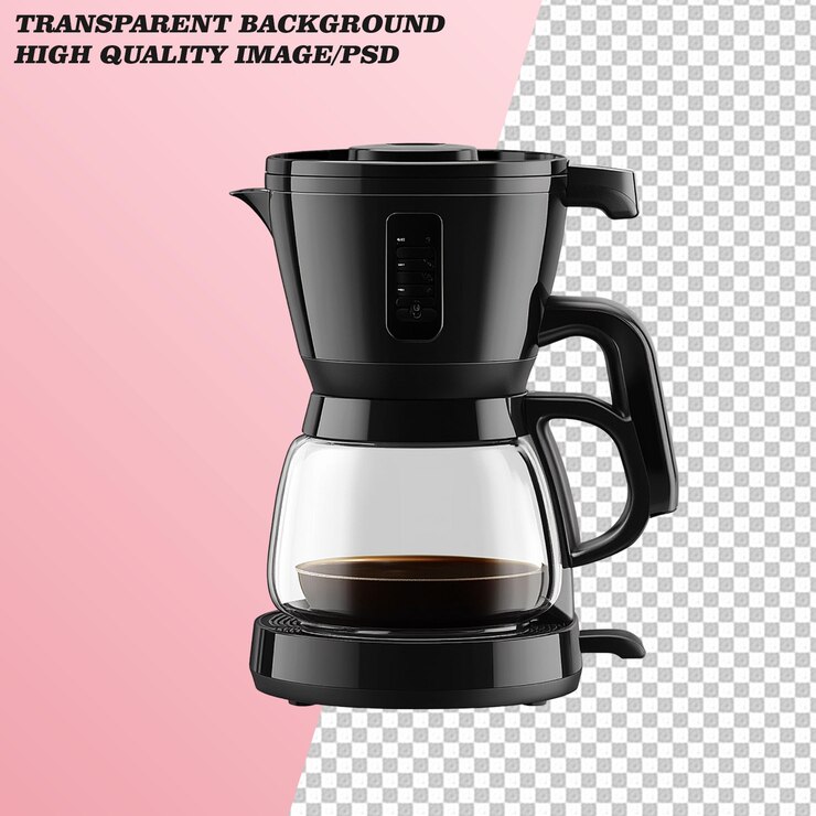PSD cafetera 3d en transparente