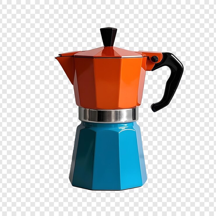 PSD cafetera de color realista color abstracto aislado sobre un fondo transparente