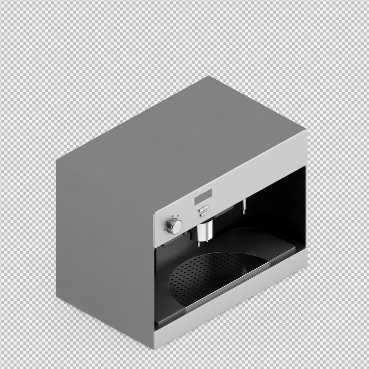 PSD cafetera isométrica 3d rendering aislado