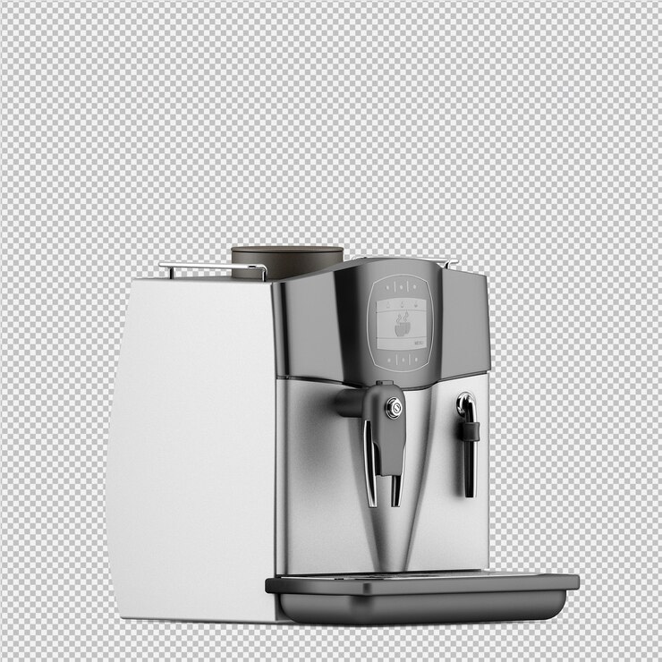 PSD cafetera isométrica 3d rendering aislado