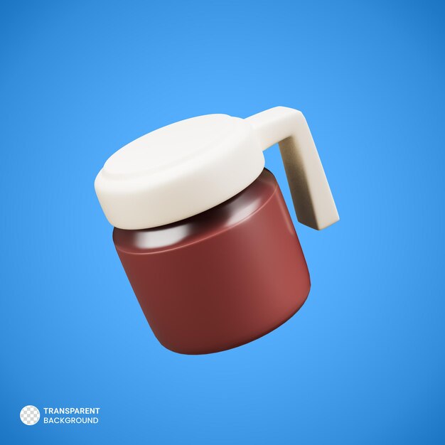 Cafetera con tazas icono aislado 3d render ilustración