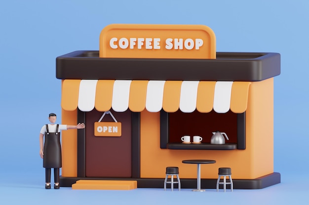 Cafetería 3d ilustración