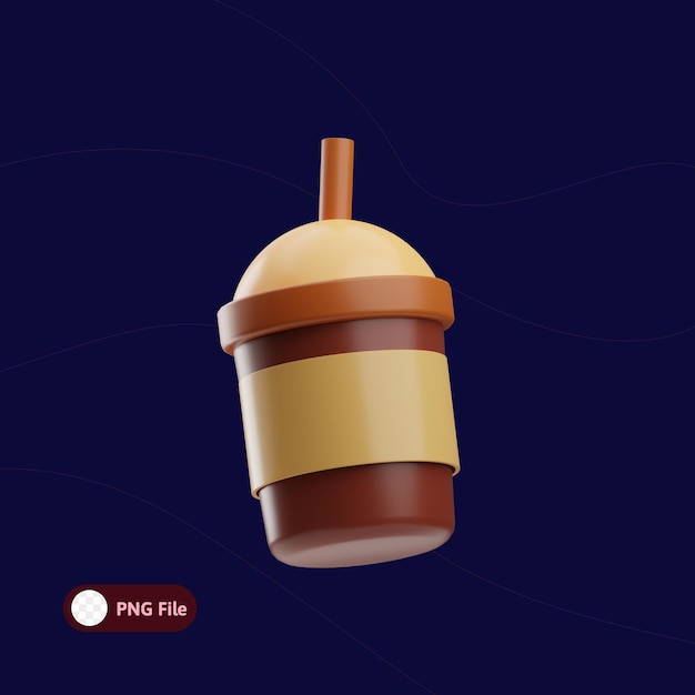 Cafetería Café frío Ilustración 3D