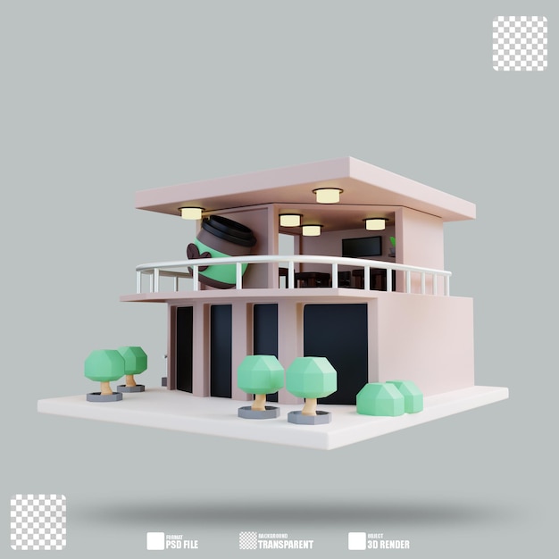 PSD cafetería de ilustración 3d 3