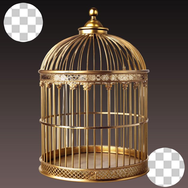 PSD cage d'oiseau métallique vintage isolée sur un fond transparent