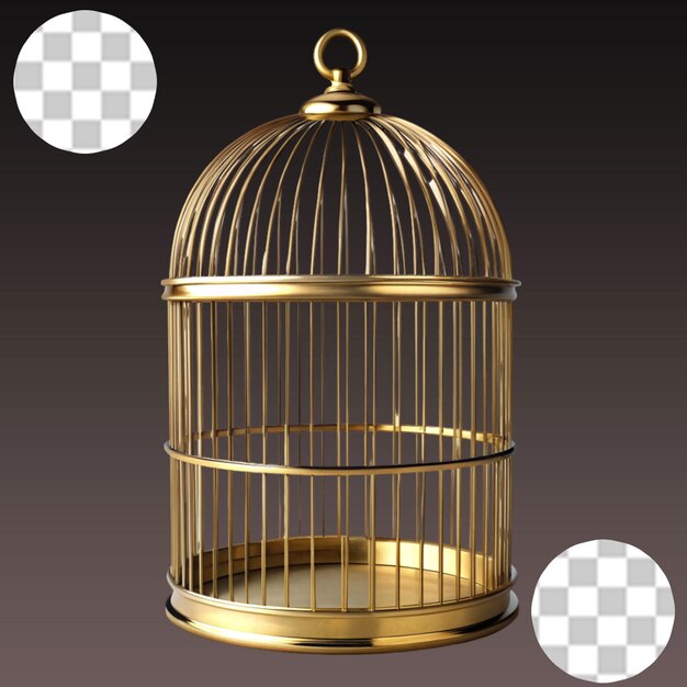 PSD cage d'oiseau métallique vintage isolée sur un fond transparent