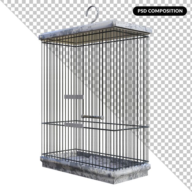 PSD cage à oiseaux 3d isolé