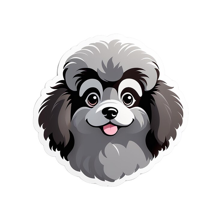 PSD cagnolino grigio testa rotonda e soffice adesivo