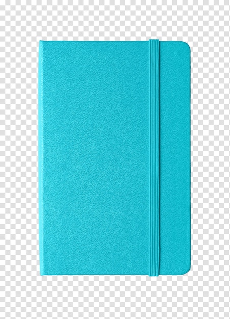 Cahier fermé bleu aqua isolé sur blanc