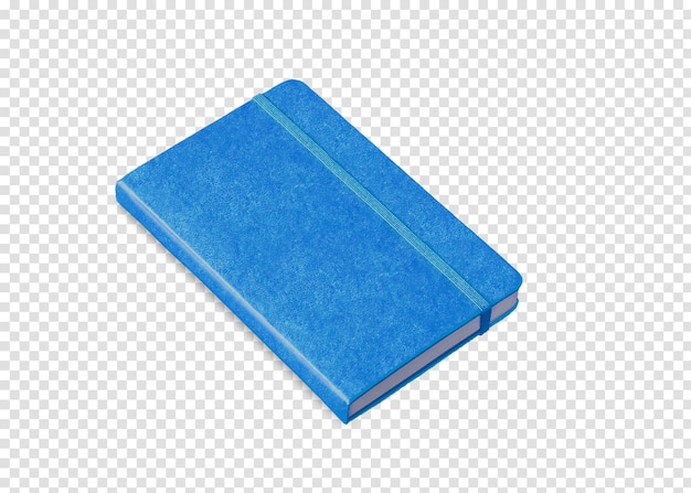 Cahier fermé bleu isolé sur blanc