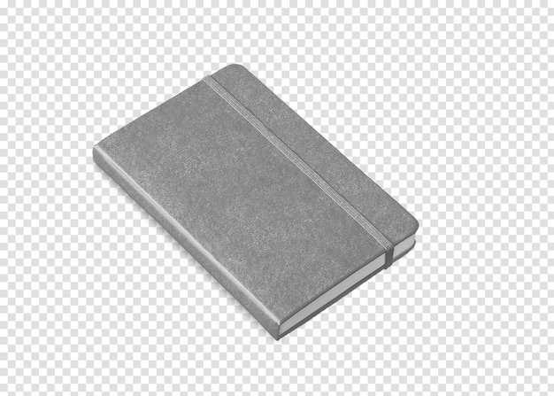 PSD cahier fermé gris isolé sur blanc